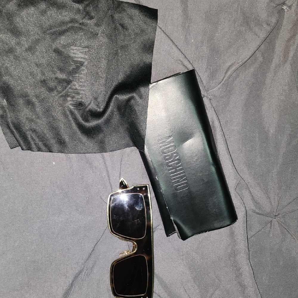 Moschino Black Leather Sunglasses Case